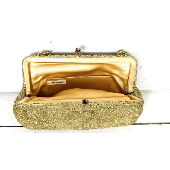 Vintage gold beaded small evening purse - Picture 4 of 5